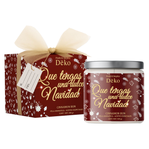 Vela xMas Magic Roja con Caja y Tarjeta De:/Para: Aroma Cinnamon Bun