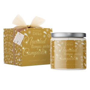Vela xMas Magic Box Dorada con Caja y Tarjeta De:/Para: Aroma GingerBread Cookie