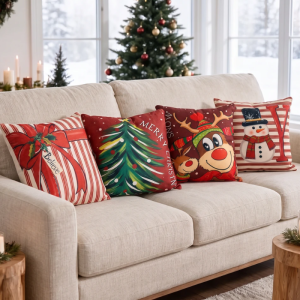 Cojines navideños "Amigos del Polo Norte" Set de 4